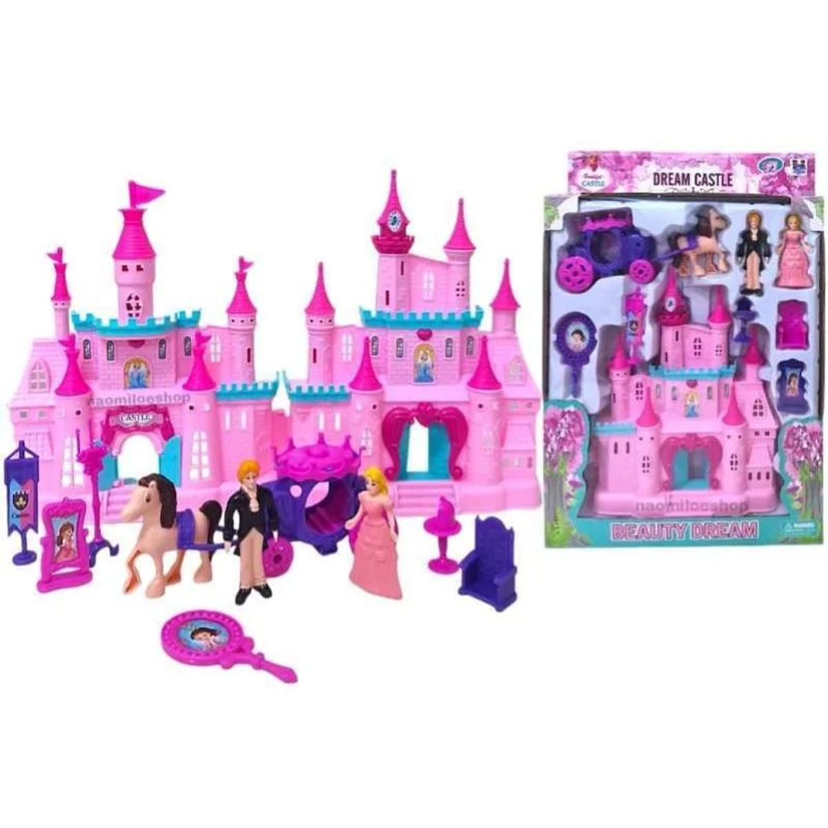 GENERICO - Castillo Casa Princesas Plegable 2 Muñecas Con Muebles