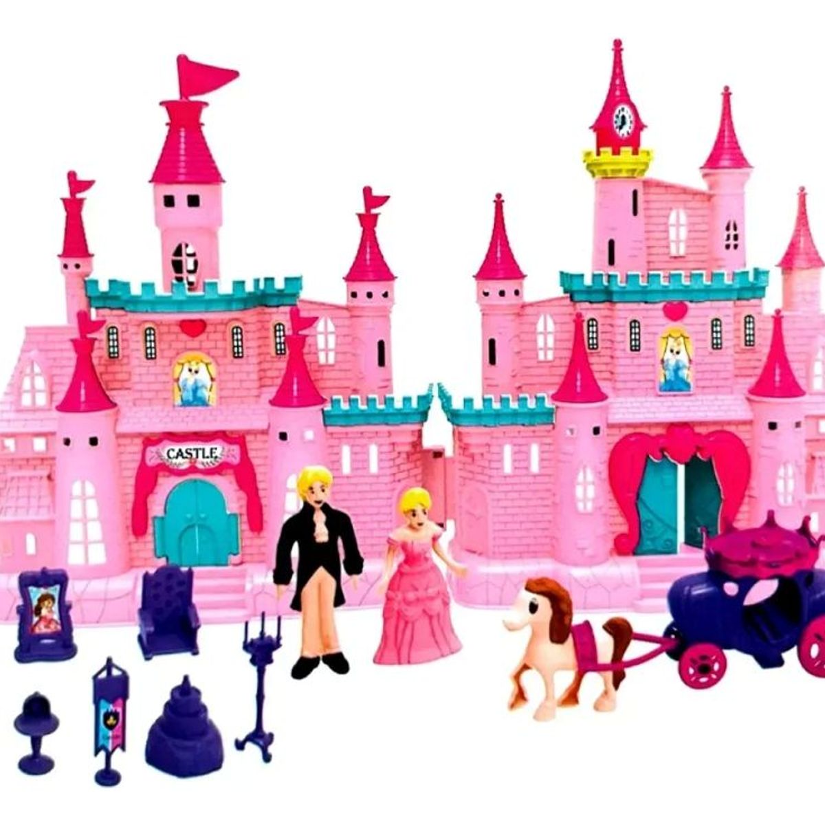 GENERICO - Castillo Casa Princesas Plegable 2 Muñecas Con Muebles