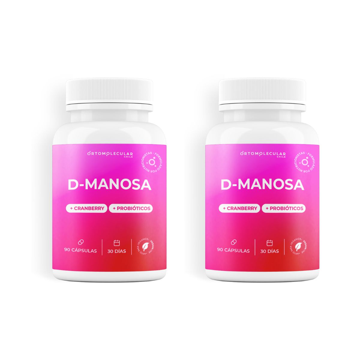 ORTOMOLECULAR - Pack x 2 D Manosa + Cranberry + Probioticos 90 Capsulas Ortomolecular