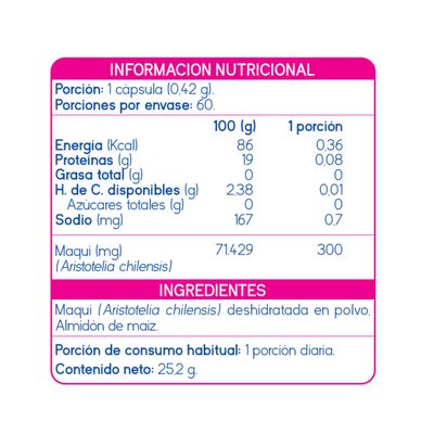 Imagen 2 del producto Maqui 300 – Suplemento Antioxidante Natural con extracto de Maqui 60 Cápsulas
