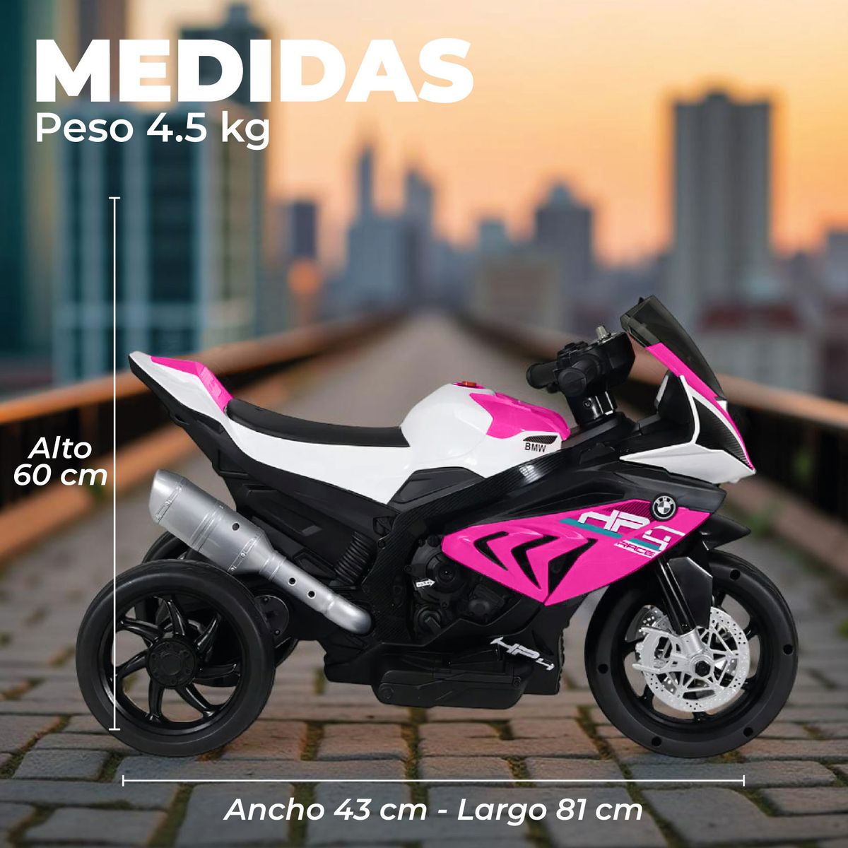 MUNDO ONLINE - Moto Niños Electrica 3 Ruedas HP4 Luces y Sonido