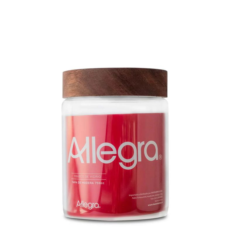 ALLEGRA - Frasco Vidrio Allegra 750mL Tapa Madera Vidrio Contenedor Cocina
