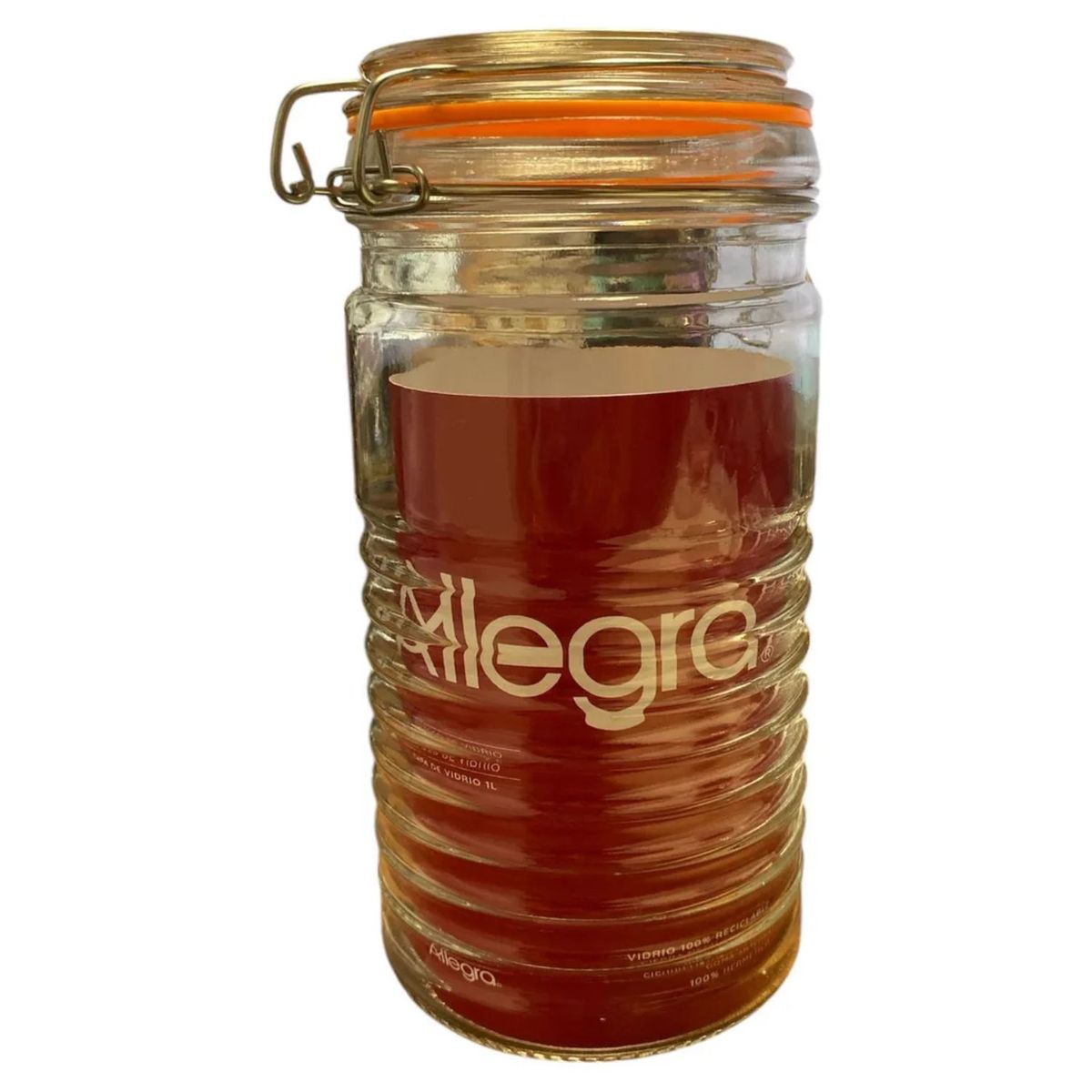 ALLEGRA - Frasco Vidrio Allegra Tapa Clip 1 Litro Transparente Contenedor