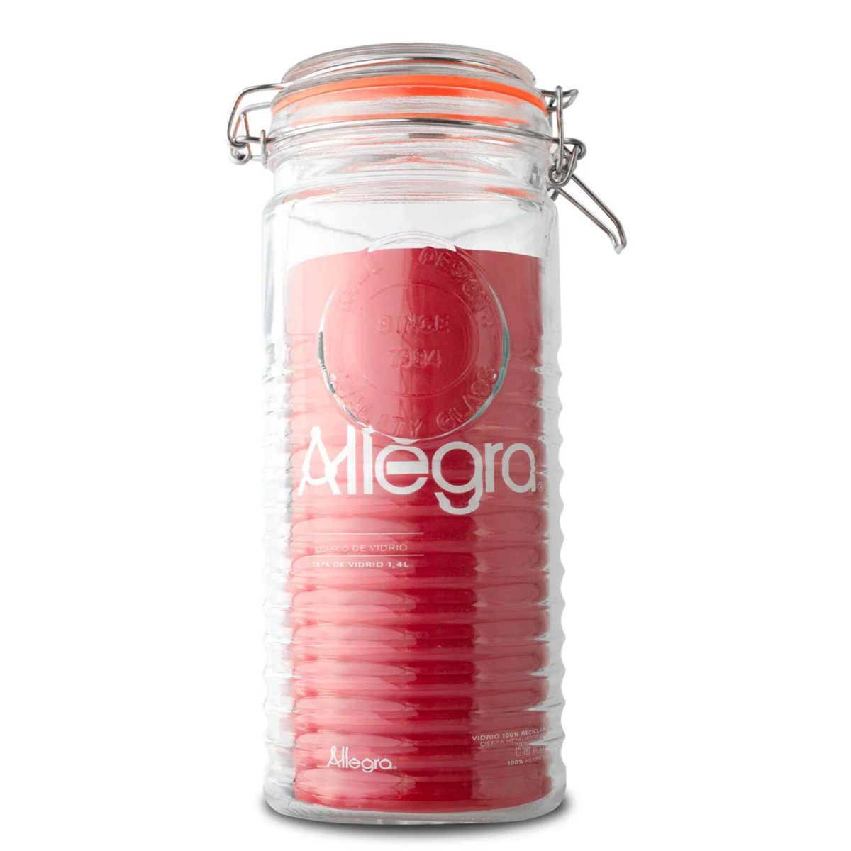 ALLEGRA - Frasco Vidrio Allegra Tapa Clip 1400mL Transparente Contenedor