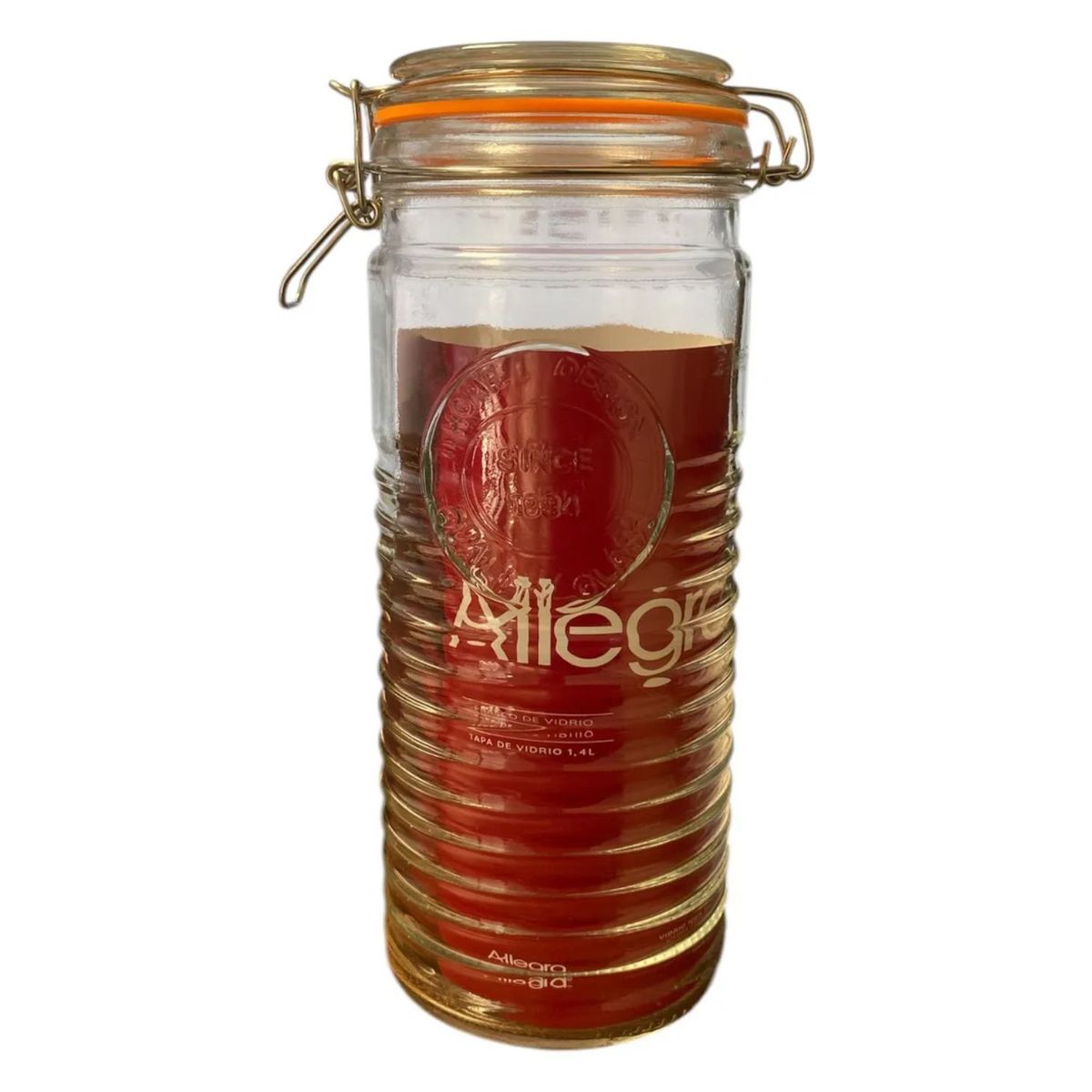 ALLEGRA - Frasco Vidrio Allegra Tapa Clip 1400mL Transparente Contenedor
