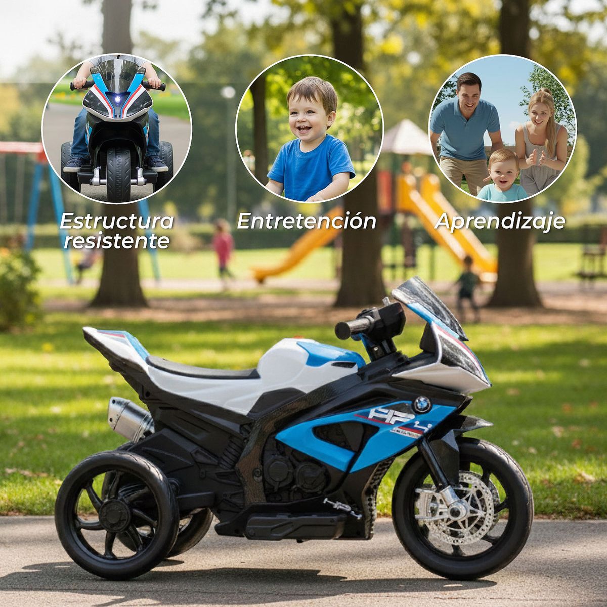 MUNDO ONLINE - Moto Niños Electrica 3 Ruedas HP4 Luces y Sonido