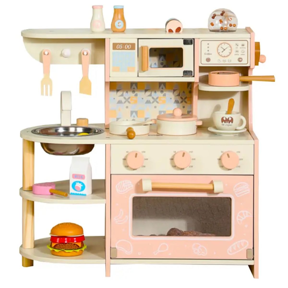 KIDSCOOL - Cocina Infantil Con Cafetera Emily Rosada