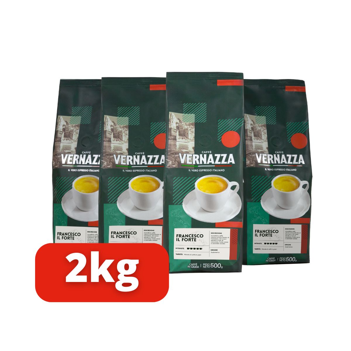 CAFFE VERNAZZA - x4 Café Francesco il Forte  Grano - 2 kilos