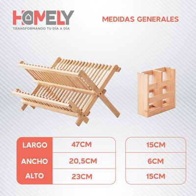 Imagen 2 del producto Secaplatos 2 Niveles Bambu Escurridor Portacubiertos