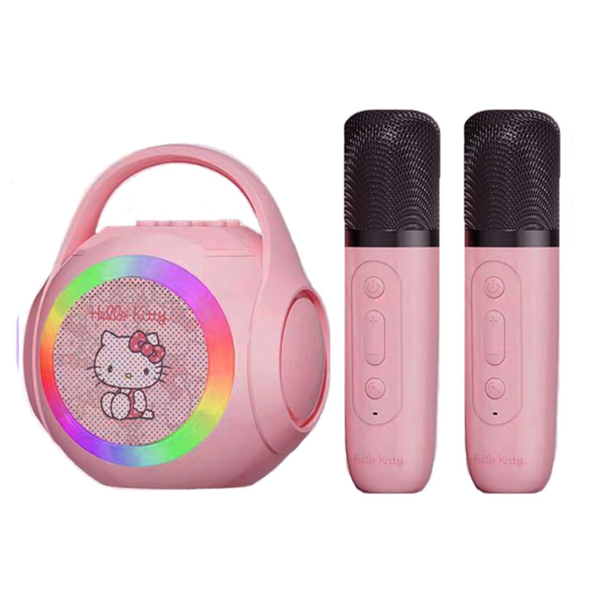 SANRIO - KUROMI 3 IN 1 LED charging BT karaoke speaker y 2 microphones-Rosa