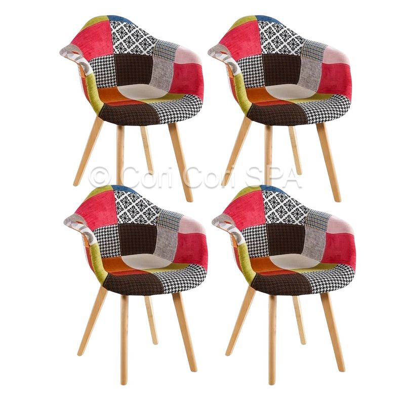 CORI CORI - Pack 4 Butacas Patchwork Wood Naranja
