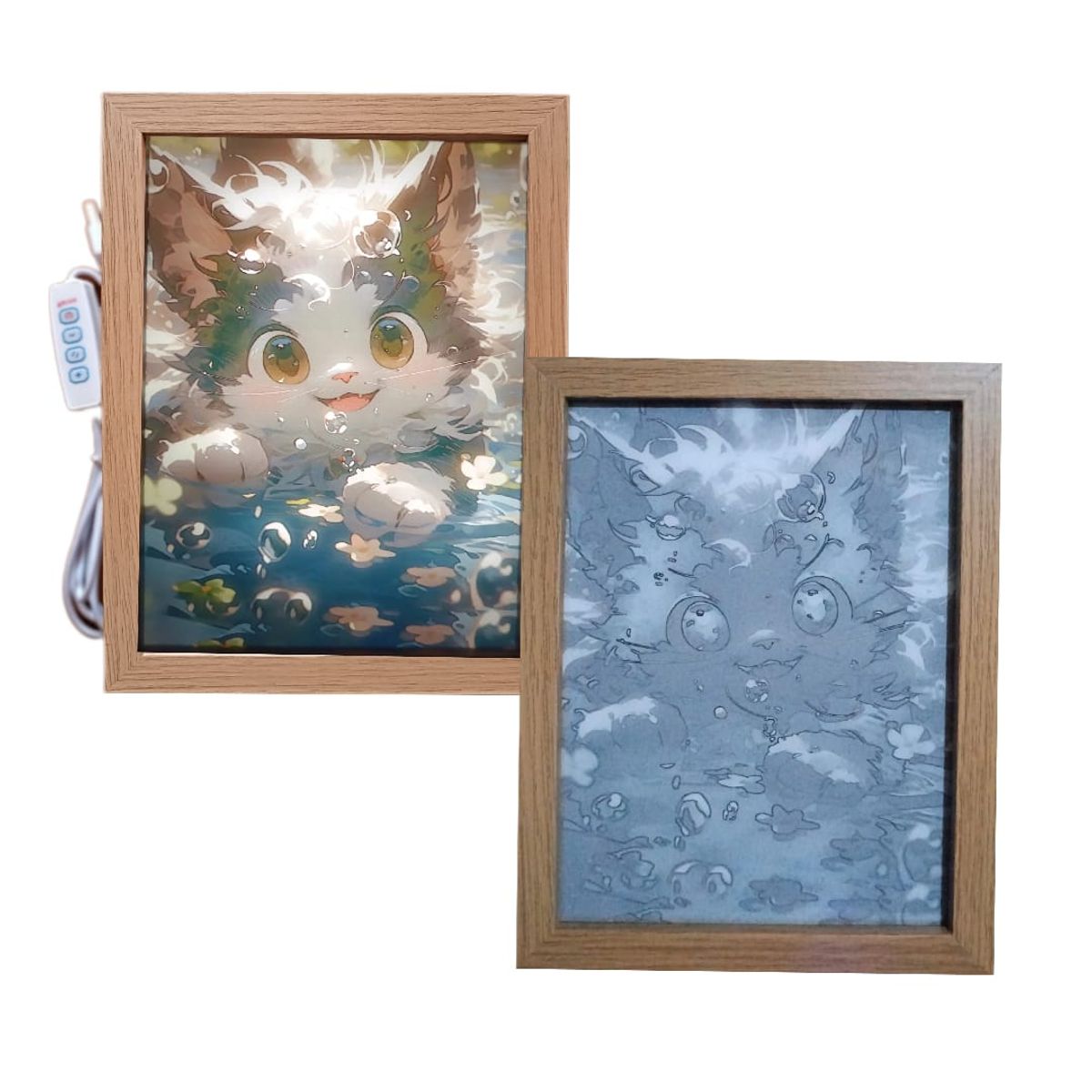 GENERICO - Cuadro led Gato con impresión uv 23x18cm