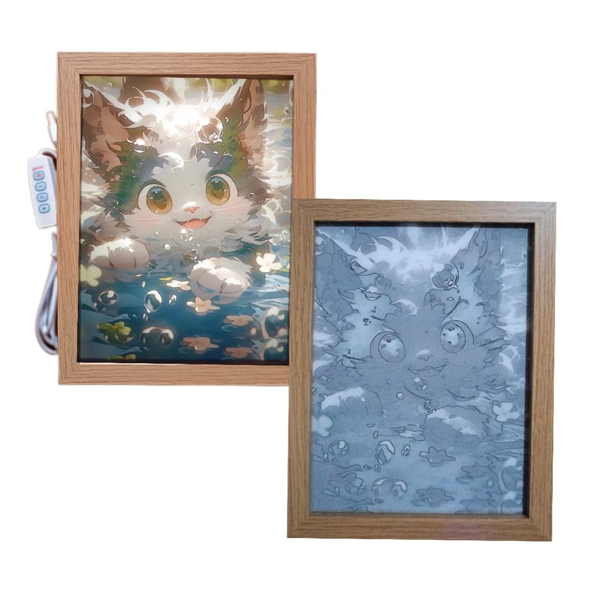 GENERICO - Cuadro led Gato con impresión uv 23x18cm