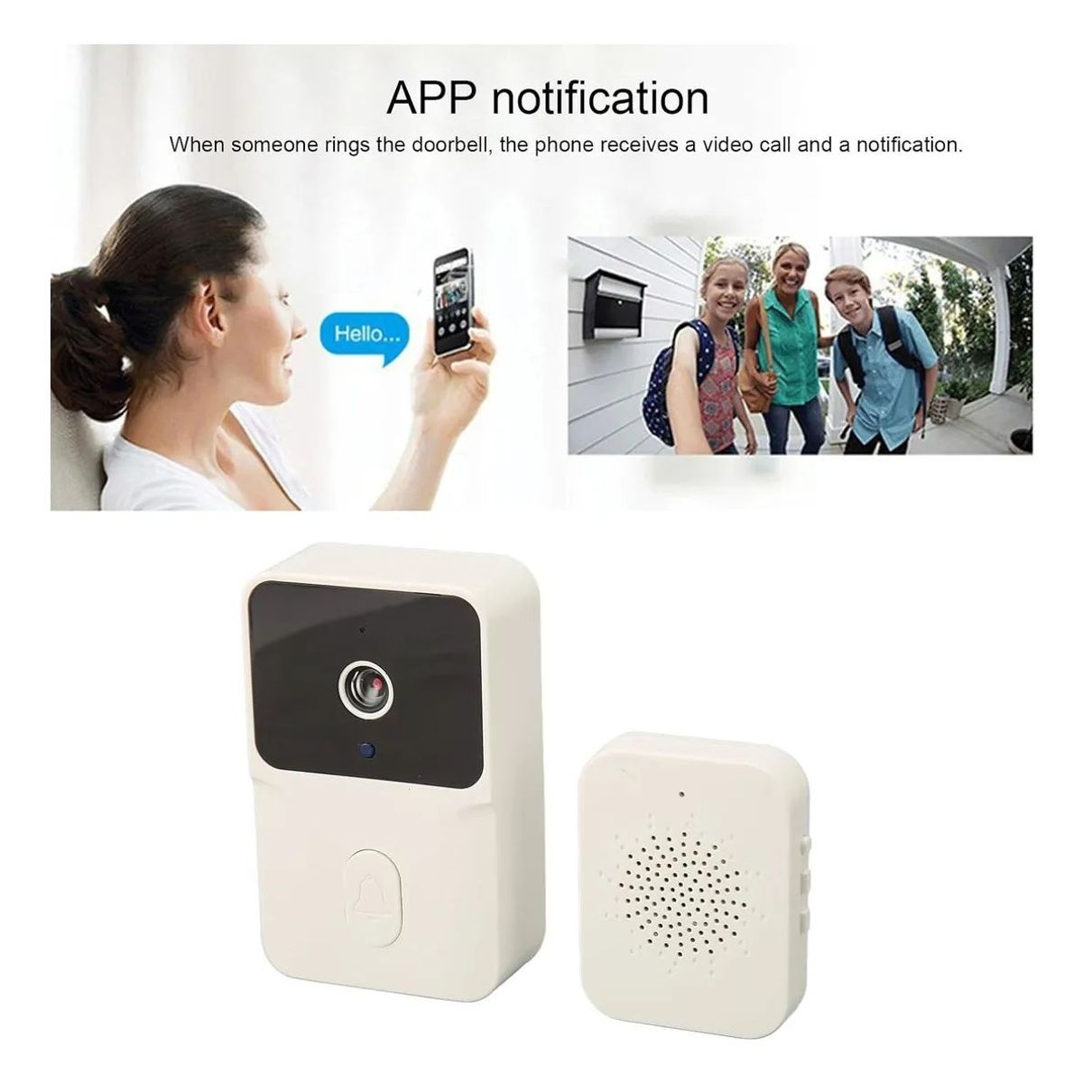 SHOP EHOME BAG - Citofono Timbre Camara Wifi Video Portero Inalámbrico Smart Color Blanco