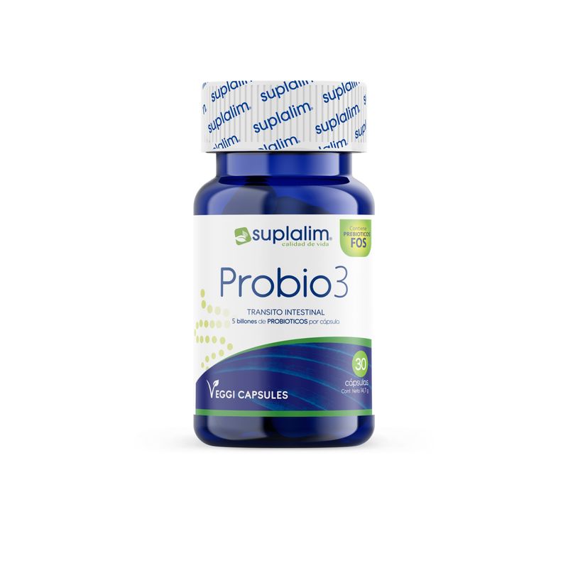 SUPLALIM - Probio 3 – Suplemento con prebióticos y probióticos - 30 cápsulas