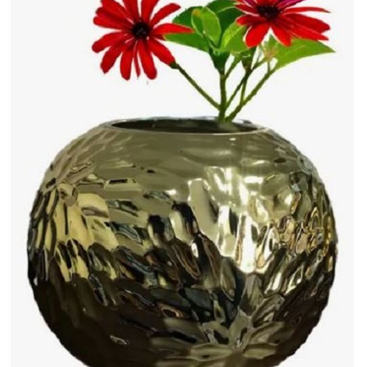GENERICO - Florero Dorado Deco Hogar Redondo Con Textura