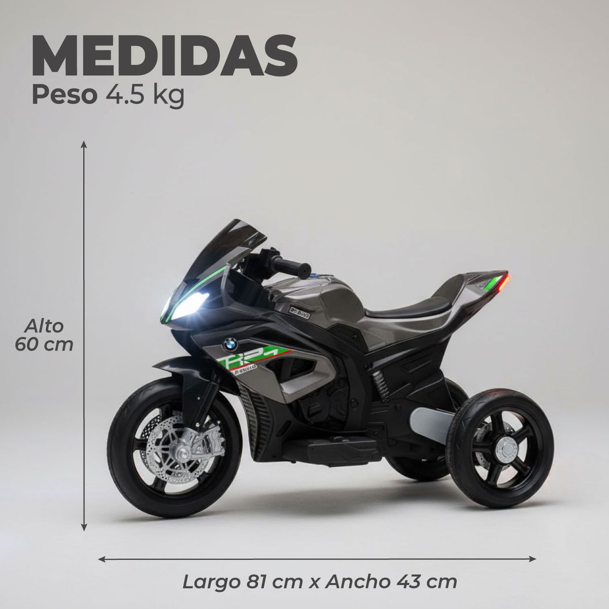 MUNDO ONLINE - Moto a Batería 3 Ruedas HP4 Luces y Sonido