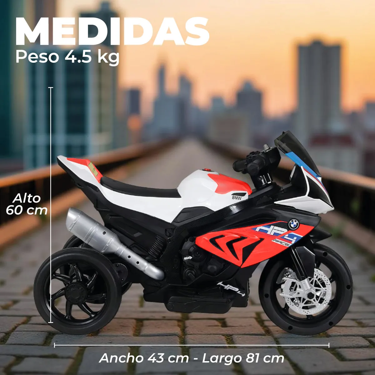 MUNDO ONLINE - Moto a Batería 3 Ruedas HP4 Luces y Sonido