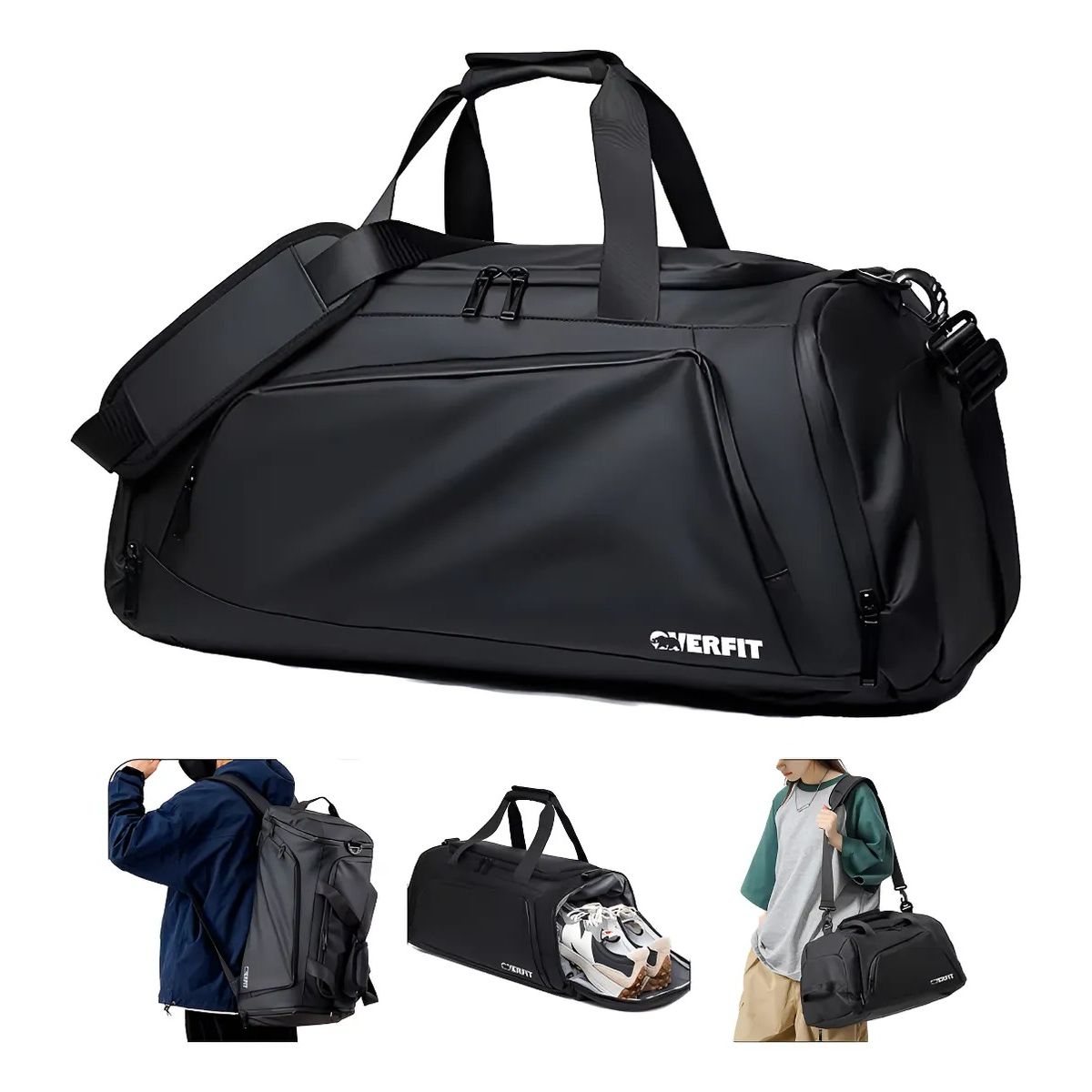 OVERFIT - Bolso Deportivo Duffel Gym 3 en 1 Overfit Oxford Impermeable