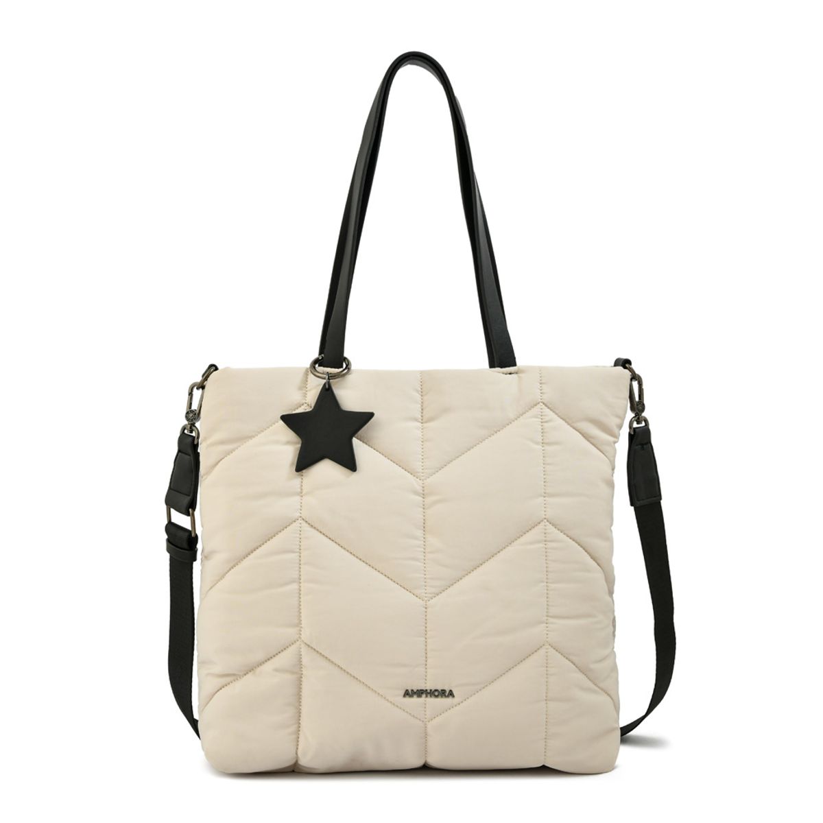 AMPHORA - Cartera tote shopping novak grande blanco crudo