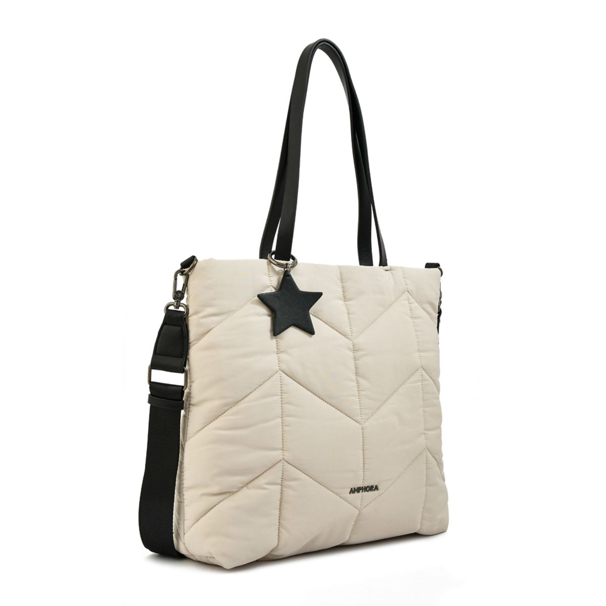 AMPHORA - Cartera tote shopping novak grande blanco crudo