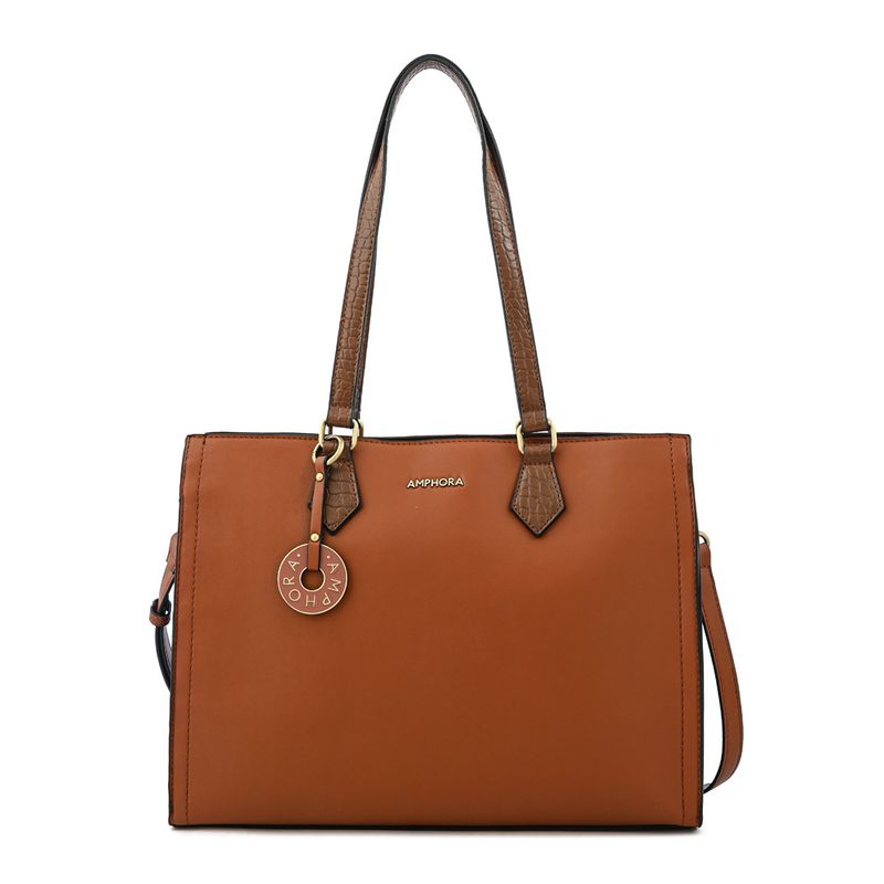 AMPHORA - Cartera dos asas porta notebook grande nila café