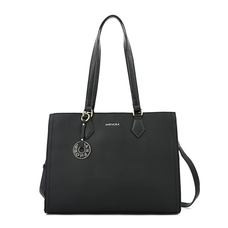 AMPHORA - Cartera dos asas porta notebook grande nila Negro especial