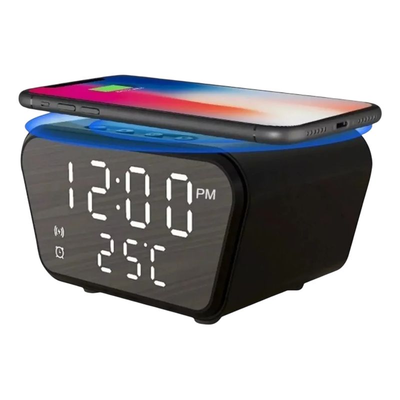 GENERICO - Reloj Despertador Con Cargador Inalámbrico Y Termómetro