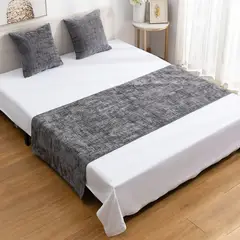 GENERICO - Set Piecera chenille + 2 fundas de cojín gris