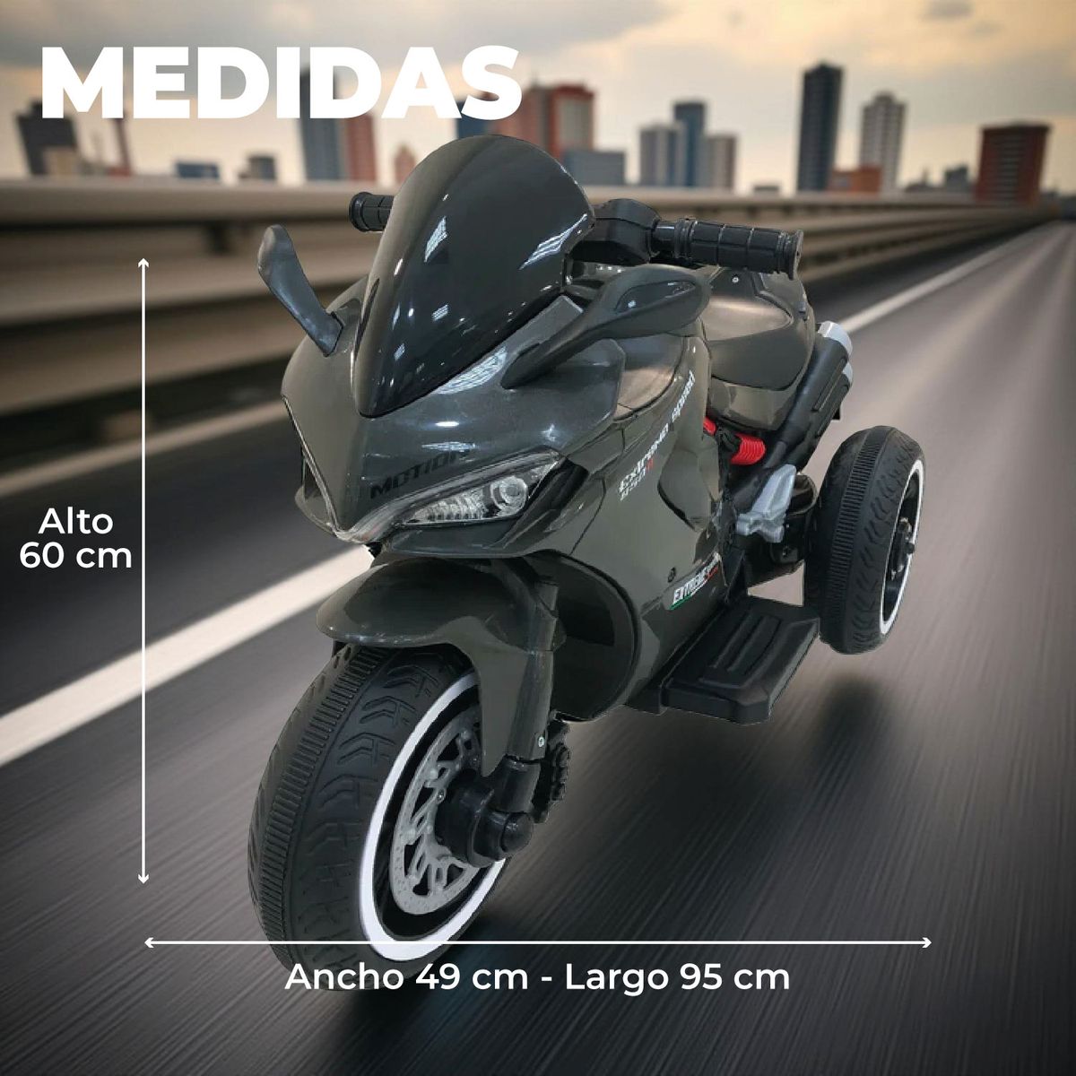 MUNDO ONLINE - Moto Niños Electrica 3 Ruedas Extreme Speed Luces y Sonido