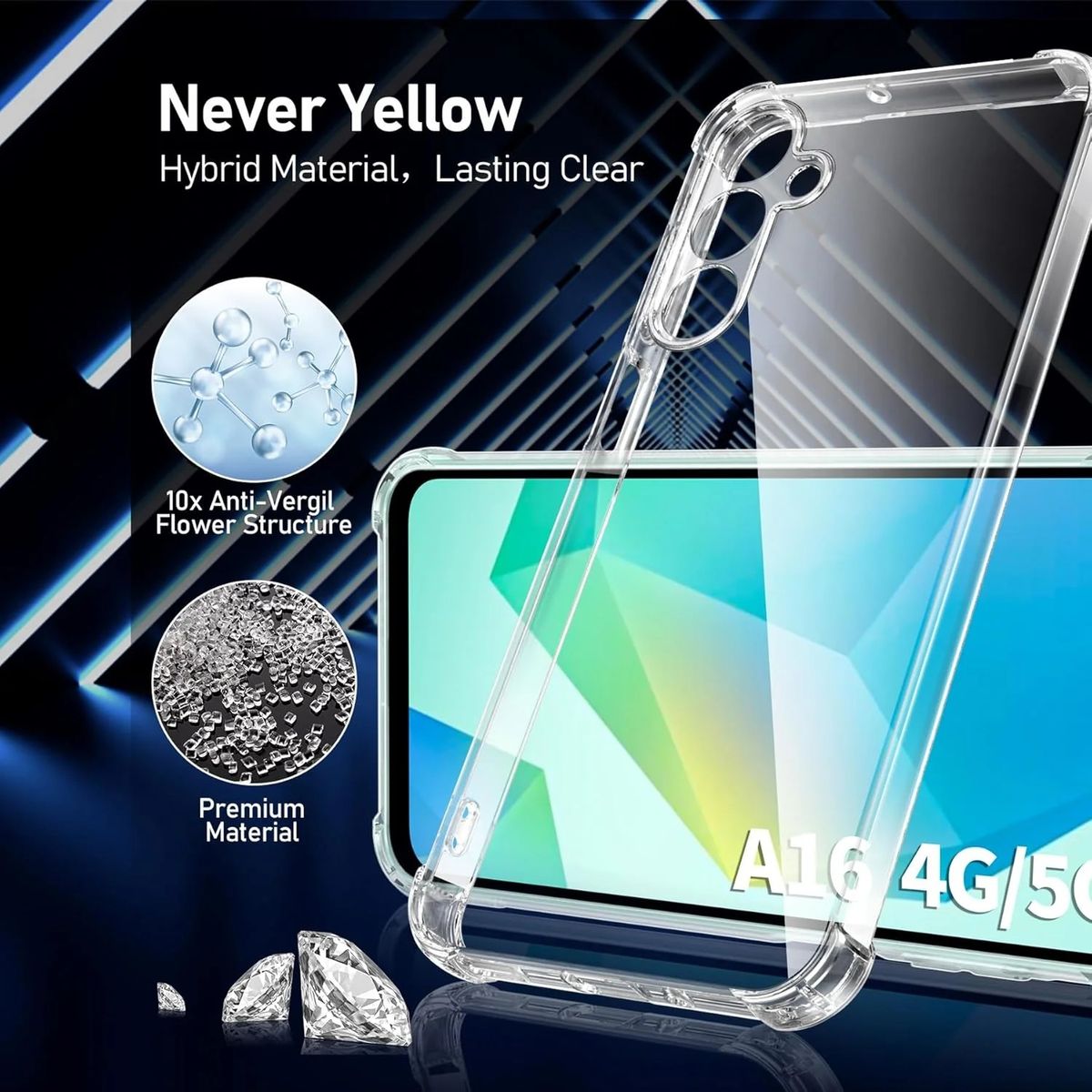 GENERICO - CARCASA PARA GALAXY A16 4G  5G TRANSPARENTE ESQUINAS REFORZADAS