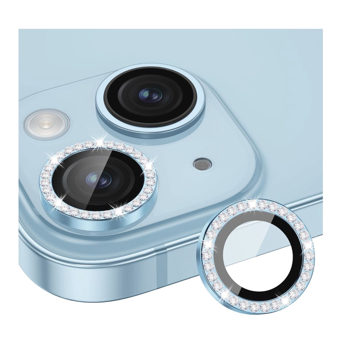 JOIGO - Protector De Lente De Camara Para iPhone 15/15 Plus Brillo Azul