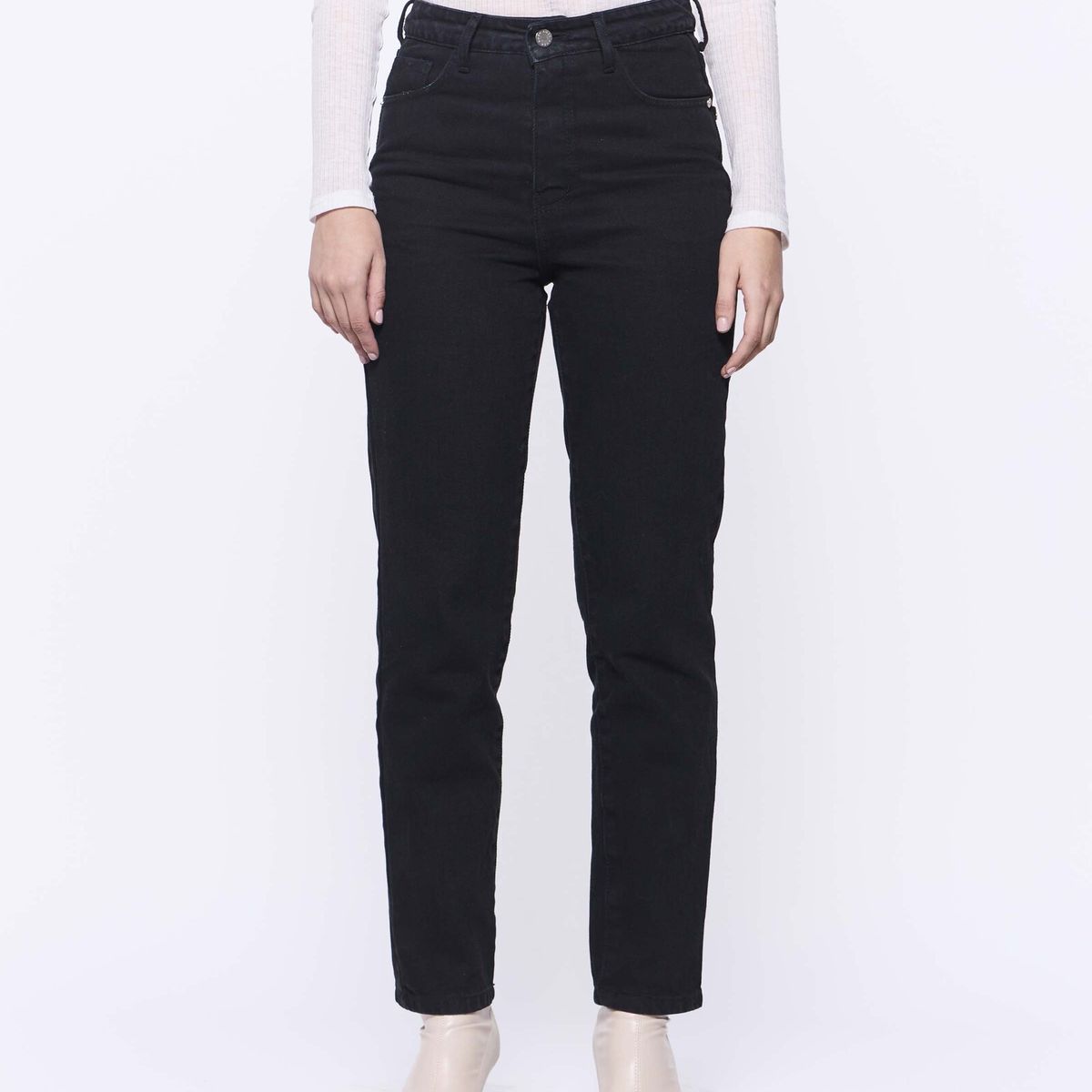 AMEN LEATHER - Jeans Slim Sara Negro