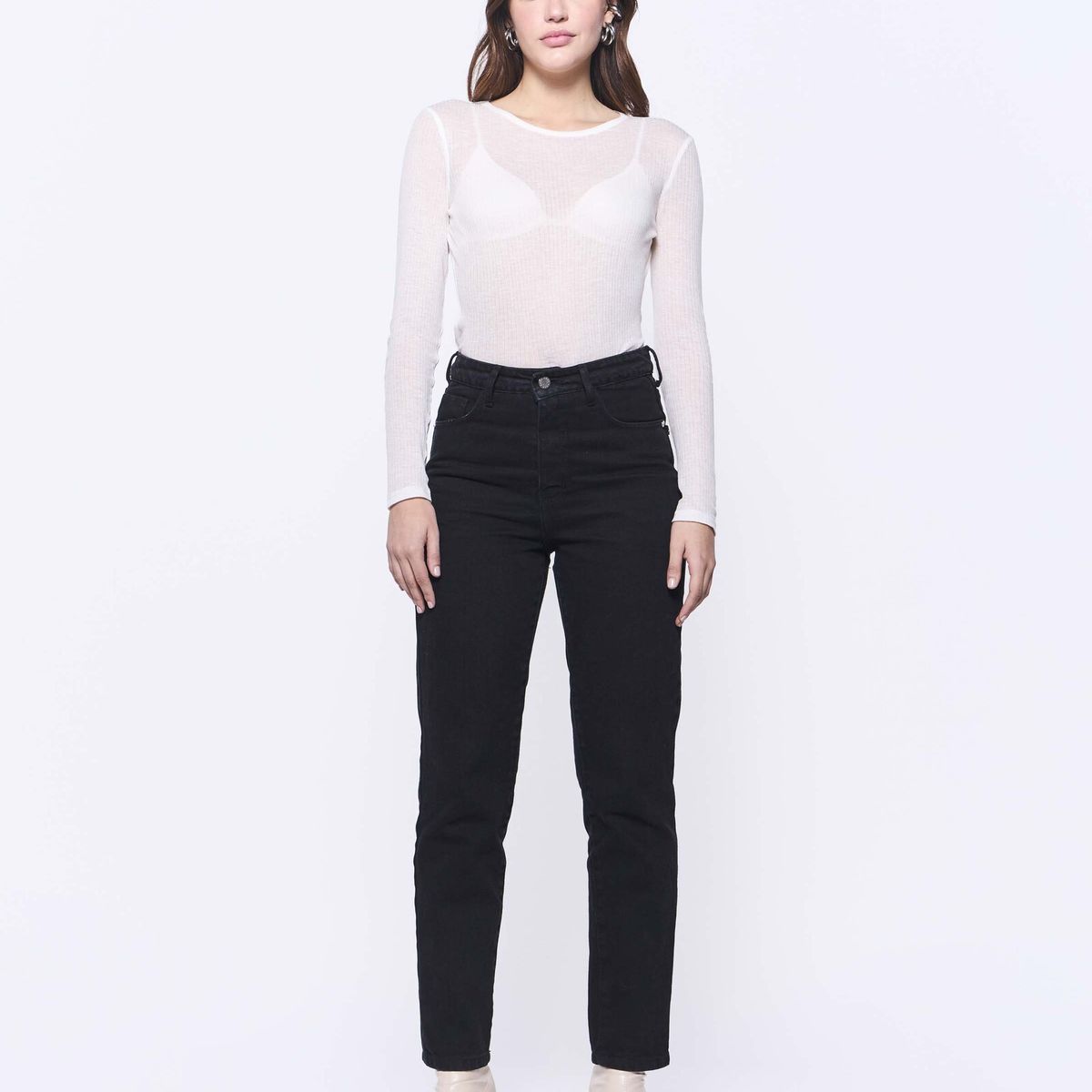 AMEN LEATHER - Jeans Slim Sara Negro