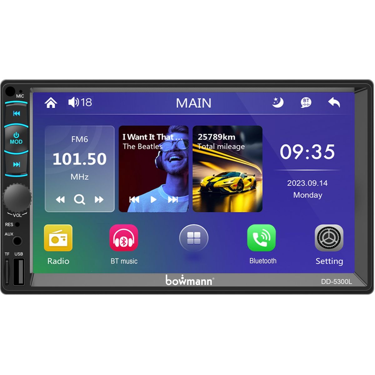 BOWMANN - Radio Auto 2 Din Bowmann Mirrorlink por USB Dd-5300l