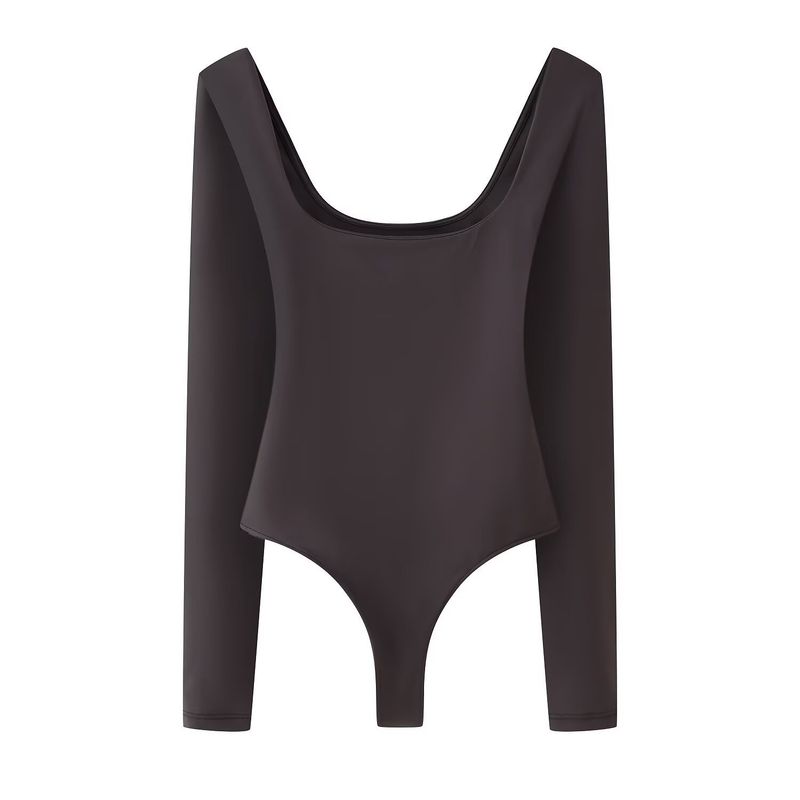 VELVET - Body Adele Cuello Cuadrado Marron Mujer