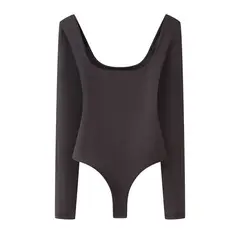 VELVET - Body Adele Cuello Cuadrado Marron Mujer
