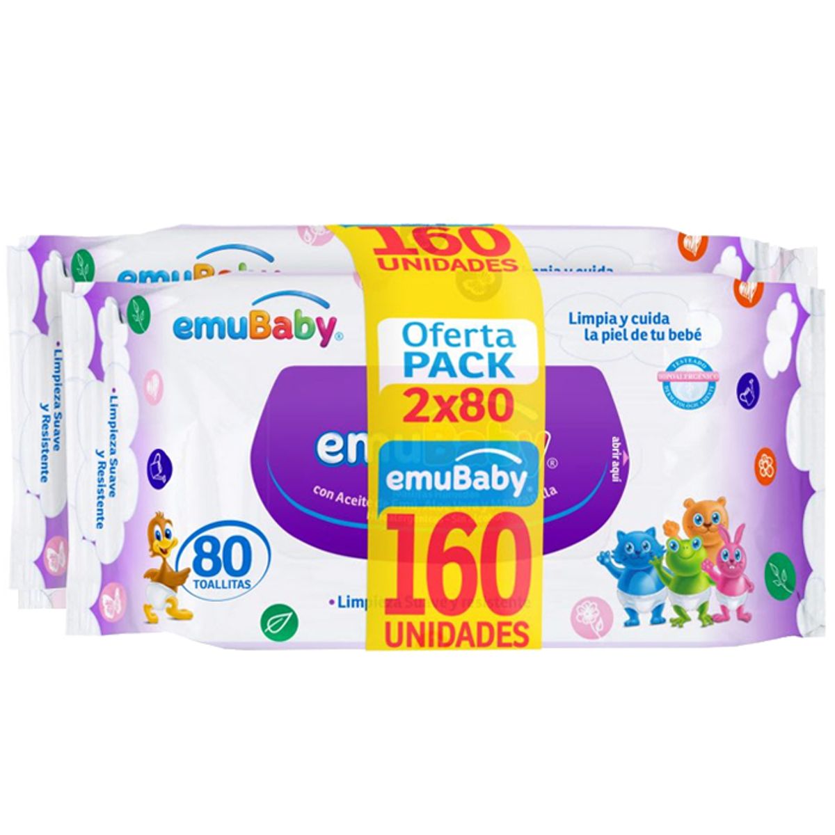 EMUBABY - Wipes Toalla húmeda Emubaby 80X2 - Caja 12 paquetes 1920 unidades