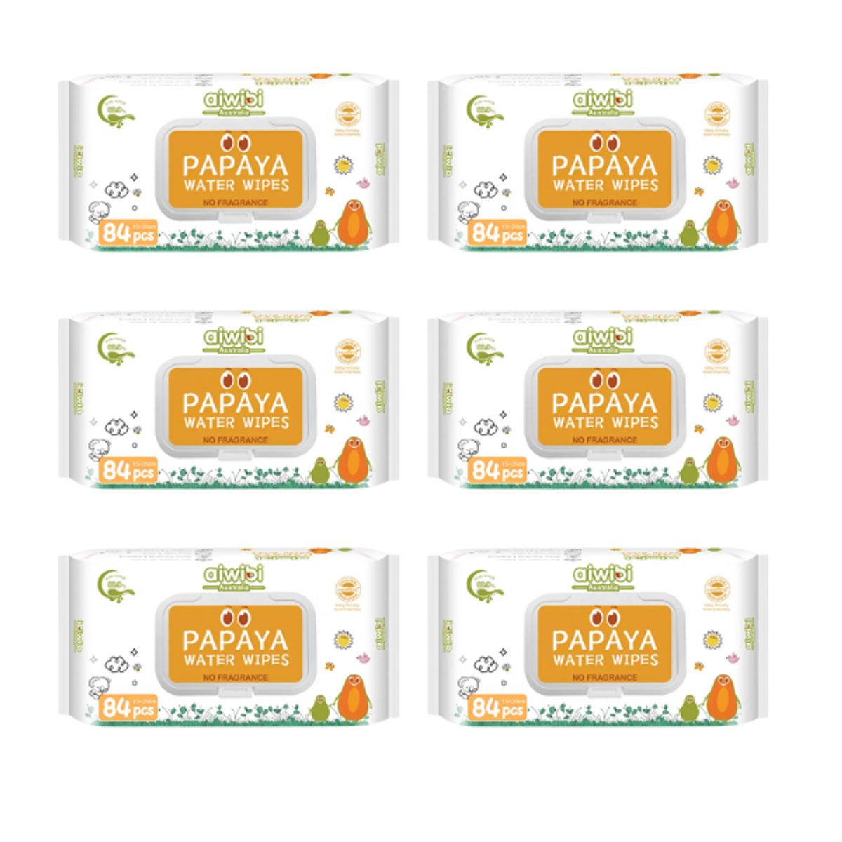 AIWIBI - Wipes Toalla Húmeda Aiwibi Papaya 84 - 6 paquetes 504 unidades