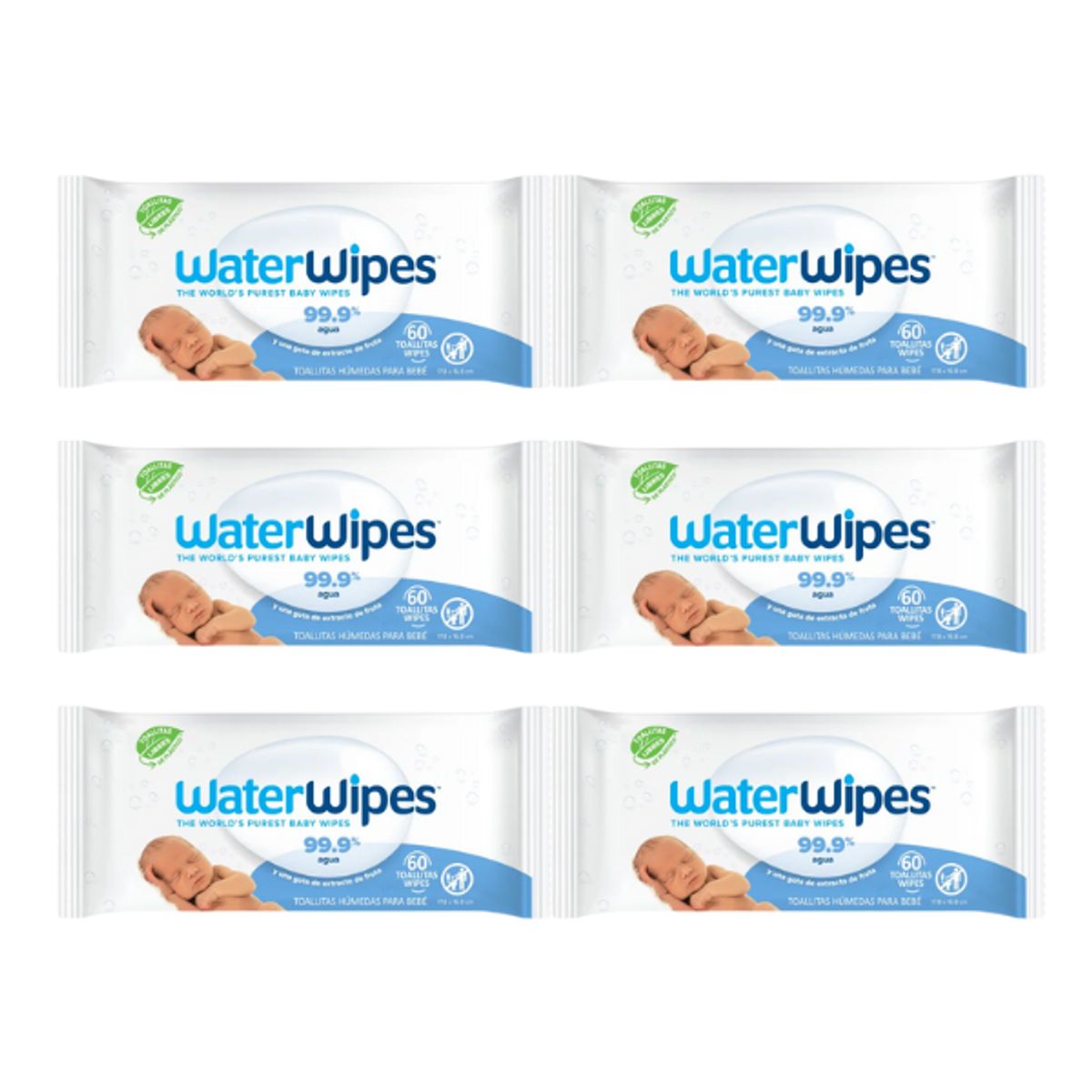 WATER WIPES - Wipes Toalla Húmeda WaterWipes 99% Agua 60 - 6 paquetes 360 unidades