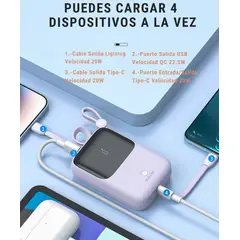 GENERICO - Batería Externa Power Bank Carga Rápida 10000 MAH MORADO