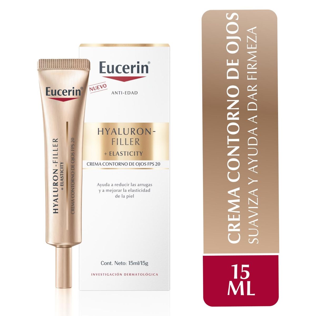 EUCERIN - Hyaluron Filler + Elasticity Eyes Crema Contorno de Ojos Antiarrugas 15ml  Eucerin
