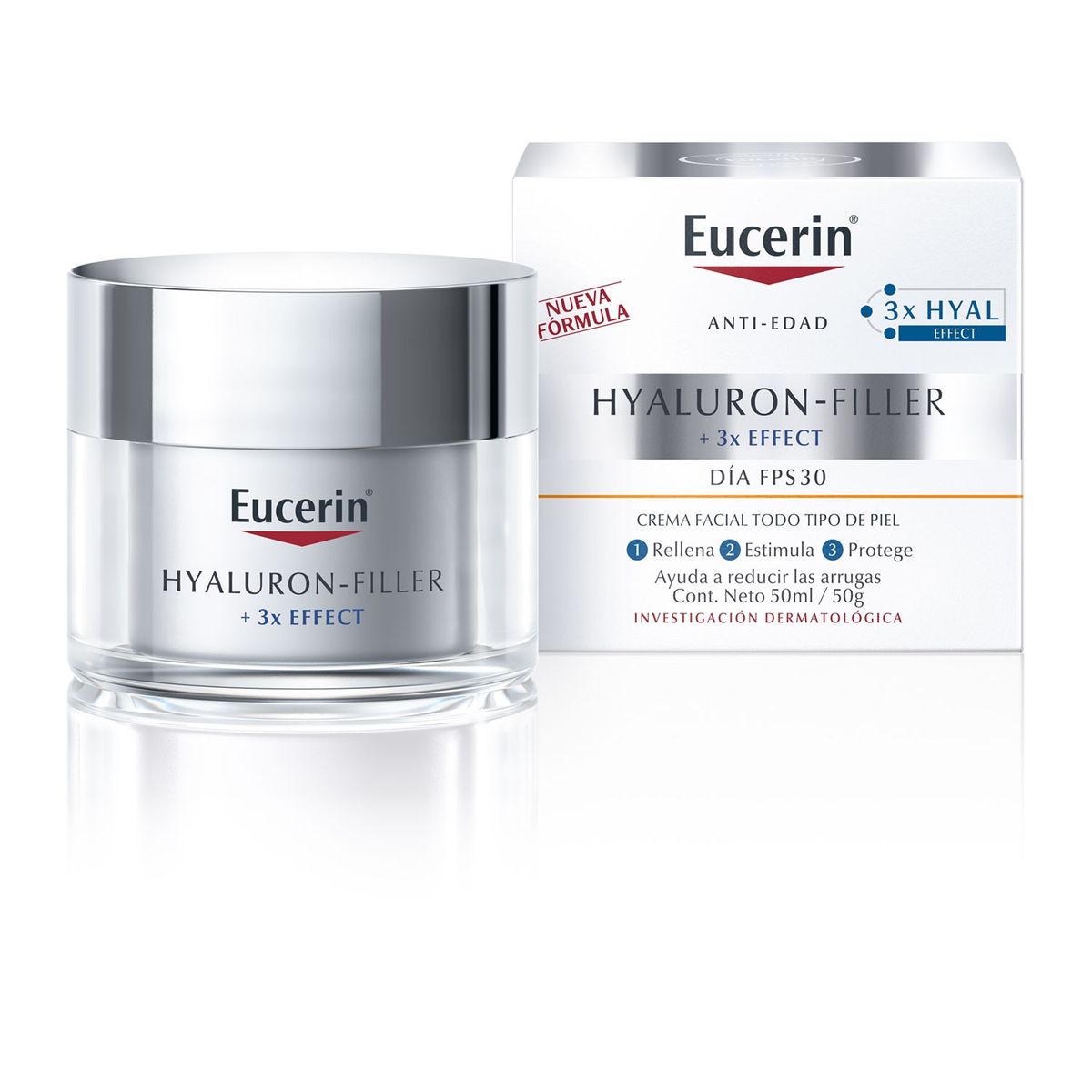 EUCERIN - Hyaluron-Filler 3Xeffect Crema Facial Antiarrugas Piel Normal Día Fps 30 50Ml Eucerin