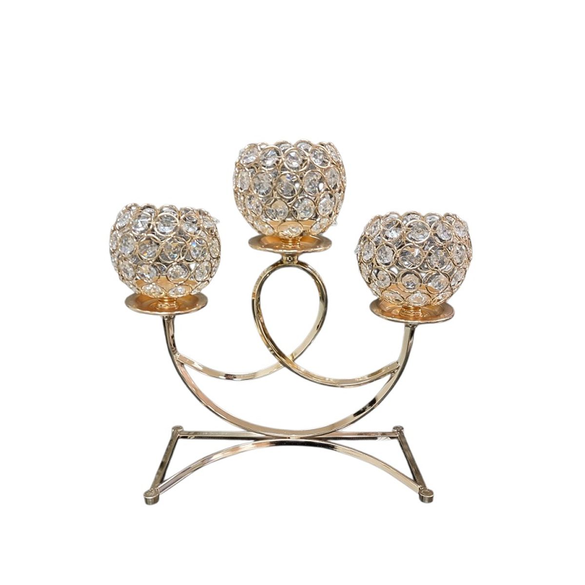 GENERICO - Candelabro Porta velas  3 Cristal Flor Decoración De Mesa