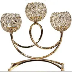 GENERICO - Candelabro Porta velas 3 Cristal Flor Decoración De Mesa