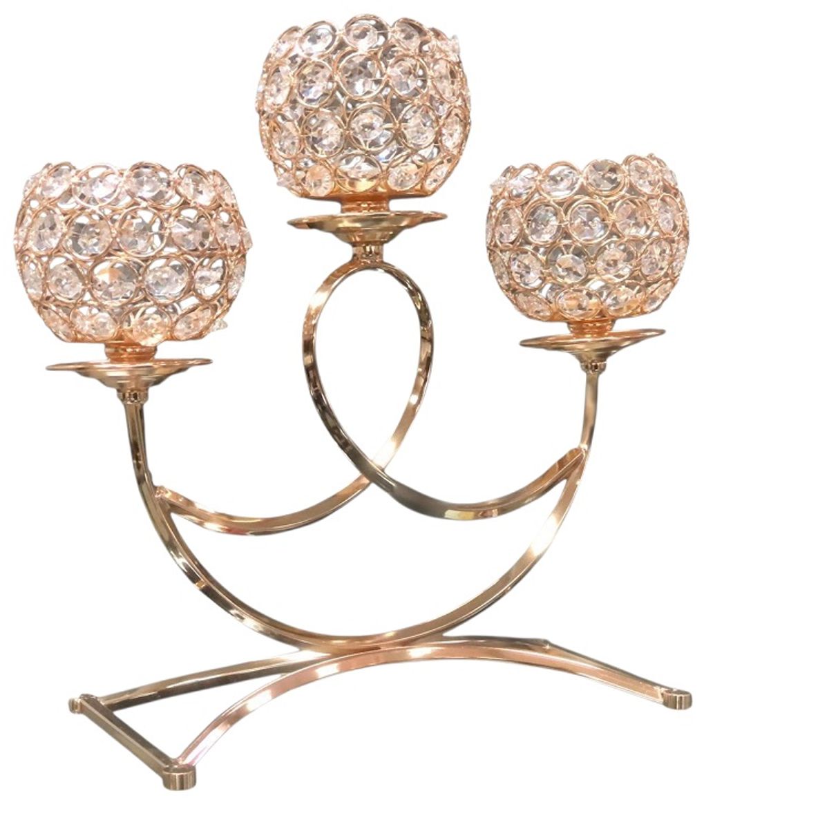 GENERICO - Candelabro Porta velas  3 Cristal Flor Decoración De Mesa