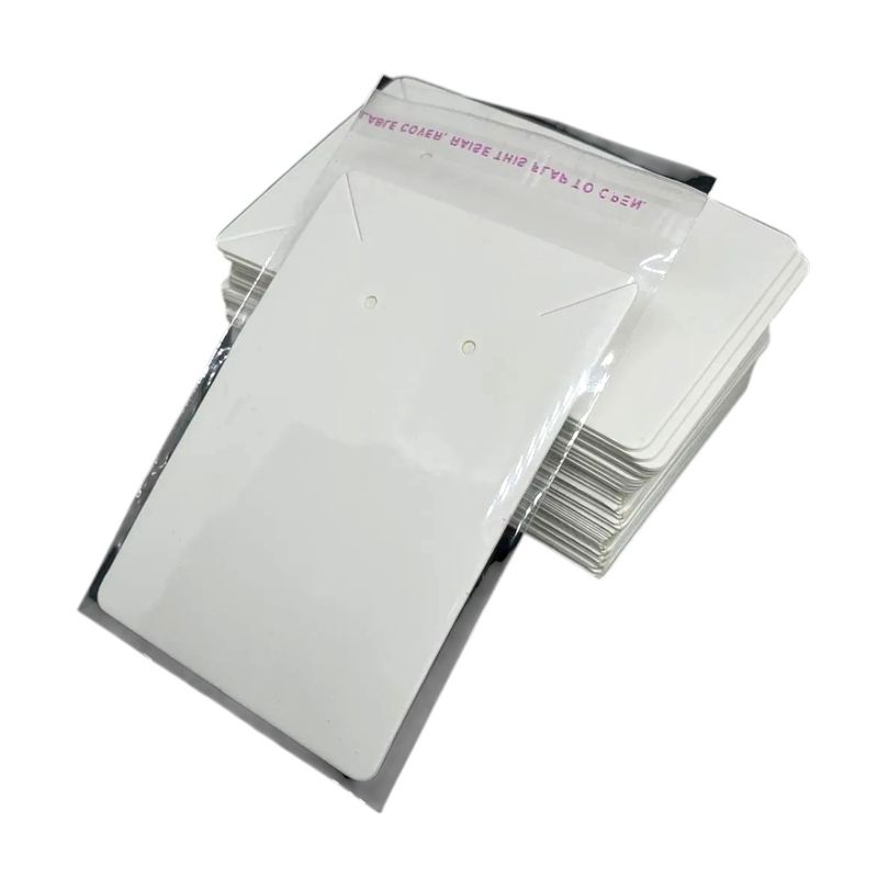 GENERICO - Pack 100 Bolsa Celofan Adhesiva Tarjeta Blanca Exhibir Joyas