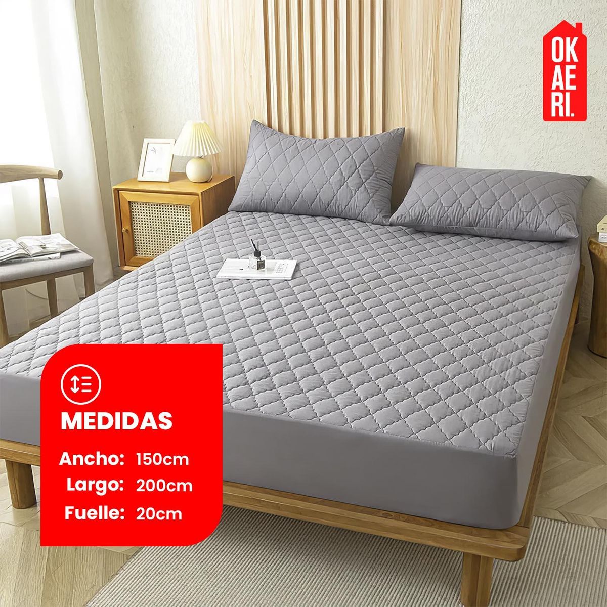 GENERICO - PACK 3X CUBRE COLCHON 2 PLAZAS IMPERMEABLE - Verde - 2 PLAZAS