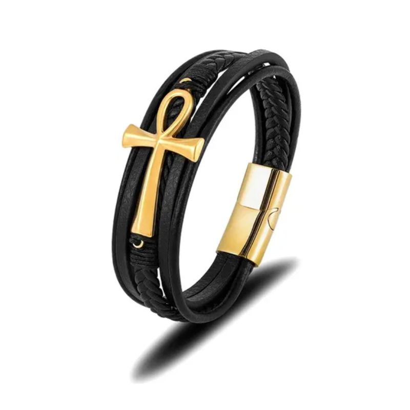 GENERICO - Pulsera De Cuero Egipcia Hombre Mujer Moda Silver Royal Madriz
