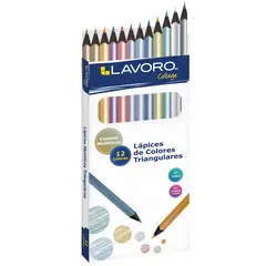LAVORO - Lápices de colores 12 triangulares colores metálicos